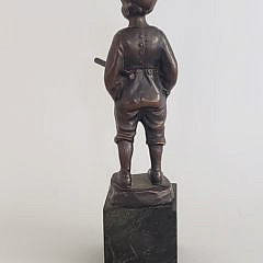 Vintage Miniature Bronze Statue of a Young Boy