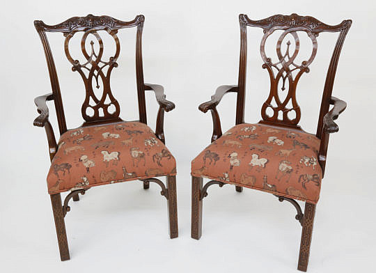 3-4936 Pair Chinese Chippendale Style Armchairs A_MG_8655