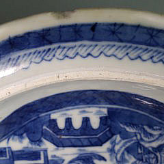 19th Century Chinese Canton Blue and White Covered Vegetable Dish