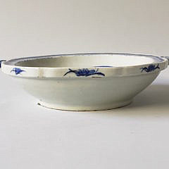 19th Century Chinese Canton Blue and White Hot Water Dish