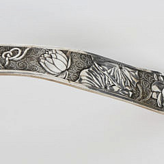 American Sterling Silver Aesthetic Movement Floral Engraved Punch Ladle