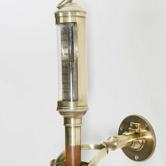Portuguese Brass and Teak Wood Stick Barometer