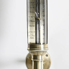 Portuguese Brass and Teak Wood Stick Barometer