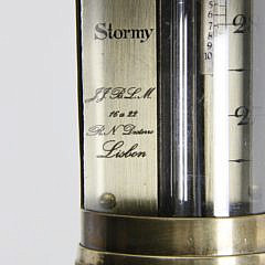 Portuguese Brass and Teak Wood Stick Barometer