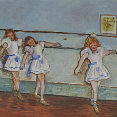 M. Mandler Vintage Oil on Canvas “Ballet Class”