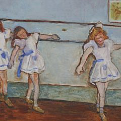 M. Mandler Vintage Oil on Canvas “Ballet Class”