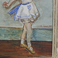 M. Mandler Vintage Oil on Canvas “Ballet Class”