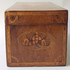 English Satinwood Inlaid Triple Compartment Tea Caddy, 19th Century