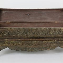 Tibetan Profusely Carved Storage Box on Stand