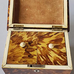 English Regency Tortoiseshell Double Compartment Tea Caddy, 19th Century