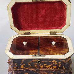 English Regency Tortoiseshell Double Compartment Tea Caddy, 19th Century