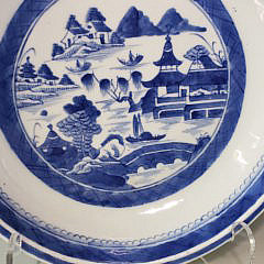 19th Century Chinese Canton Blue and White Pie Plate