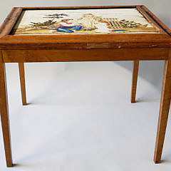 19th Century Framed Needlepoint Side Table