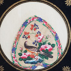 Three Framed China Trade Painted Pith Paper Fans, circa 1860