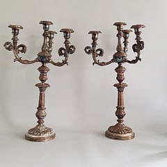 Pair of Silver Plated Four-Light Candelabra