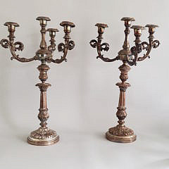 Pair of Silver Plated Four-Light Candelabra