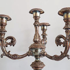 Pair of Silver Plated Four-Light Candelabra