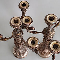 Pair of Silver Plated Four-Light Candelabra