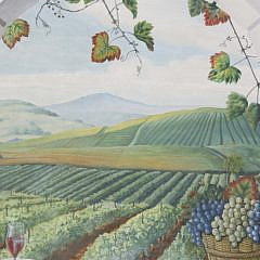 Trompe l’oeil  on Board “Napa Valley Vineyard Landscape Windowview”