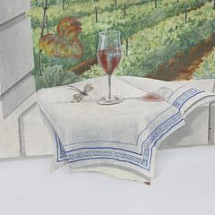 Trompe l’oeil  on Board “Napa Valley Vineyard Landscape Windowview”