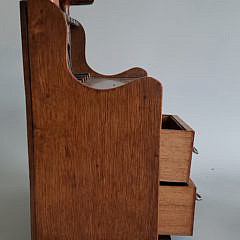 Antique English Oak Tambour Table Top Pipe Cabinet