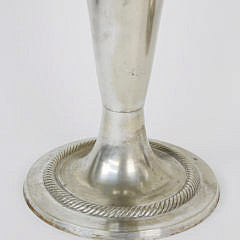 Pair of Polished Pewter Floral Trumpet Vases