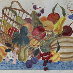 Louis Cary Watercolor Theorem on Paper Board “Spilled Basket of Fruit”