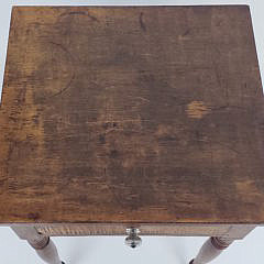 New England Sheraton Tiger Maple One Drawer Night Stand, 19th Century