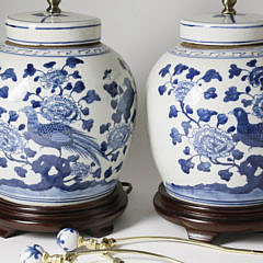 Pair of Canton Style Ginger Jar Lamps