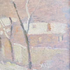 Jose Fabri-Canti Oil on Board, “Winter Village Landscape”