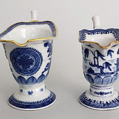 Two 19th Century Chinese Export Porcelain Nanking Helmet Pitchers