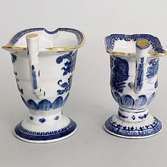 Two 19th Century Chinese Export Porcelain Nanking Helmet Pitchers
