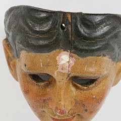 Guatemala Carved and Painted Mask Representing Spaniards, 19th Century