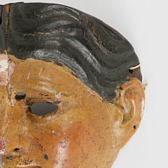 Guatemala Carved and Painted Mask Representing Spaniards, 19th Century