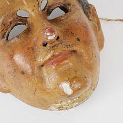 Guatemala Carved and Painted Mask Representing Spaniards, 19th Century