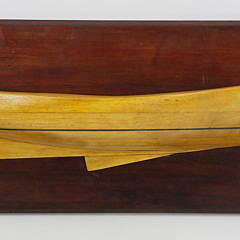 Hand Crafted Six-Lift Half Hull Catboat on Mahogany Plaque