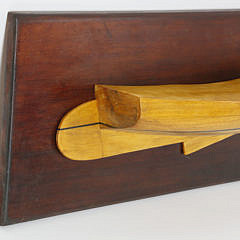 Hand Crafted Six-Lift Half Hull Catboat on Mahogany Plaque