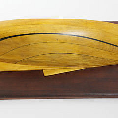 Hand Crafted Six-Lift Half Hull Catboat on Mahogany Plaque