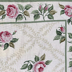 Wool Rose Needlepoint Carpet, 20th Century