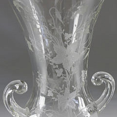 Pair of Etched Glass Flower Vases, late 19th Century