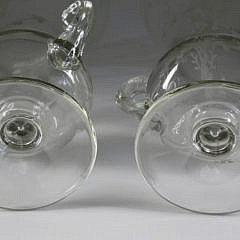 Pair of Etched Glass Flower Vases, late 19th Century