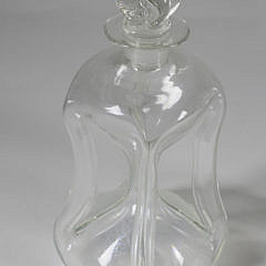 Pair of Pinched Waist Free-form Clear Glass Decanters, 19th Century