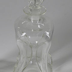 Pair of Pinched Waist Free-form Clear Glass Decanters, 19th Century