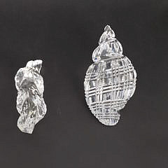 Two Baccarat and Waterford Crystal Shell and Rope Ornaments