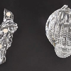 Two Baccarat and Waterford Crystal Shell and Rope Ornaments