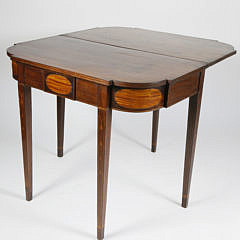 American Federal Inlaid Mahogany Card Table, circa 1800