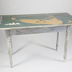 Charlie Munro Folk Art Nantucket Painted Side Table