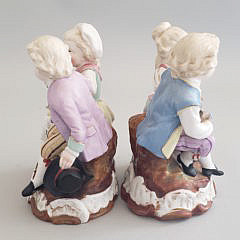 Pair of Sitzendorf German Porcelain Children Group, circa 1887-1900