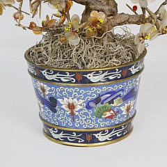 Chinese Carnelian Tree in a Cloisonne Pot, 20th century