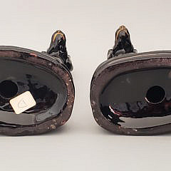 Pair of 19th Century Black Glazed Staffordshire Whippets